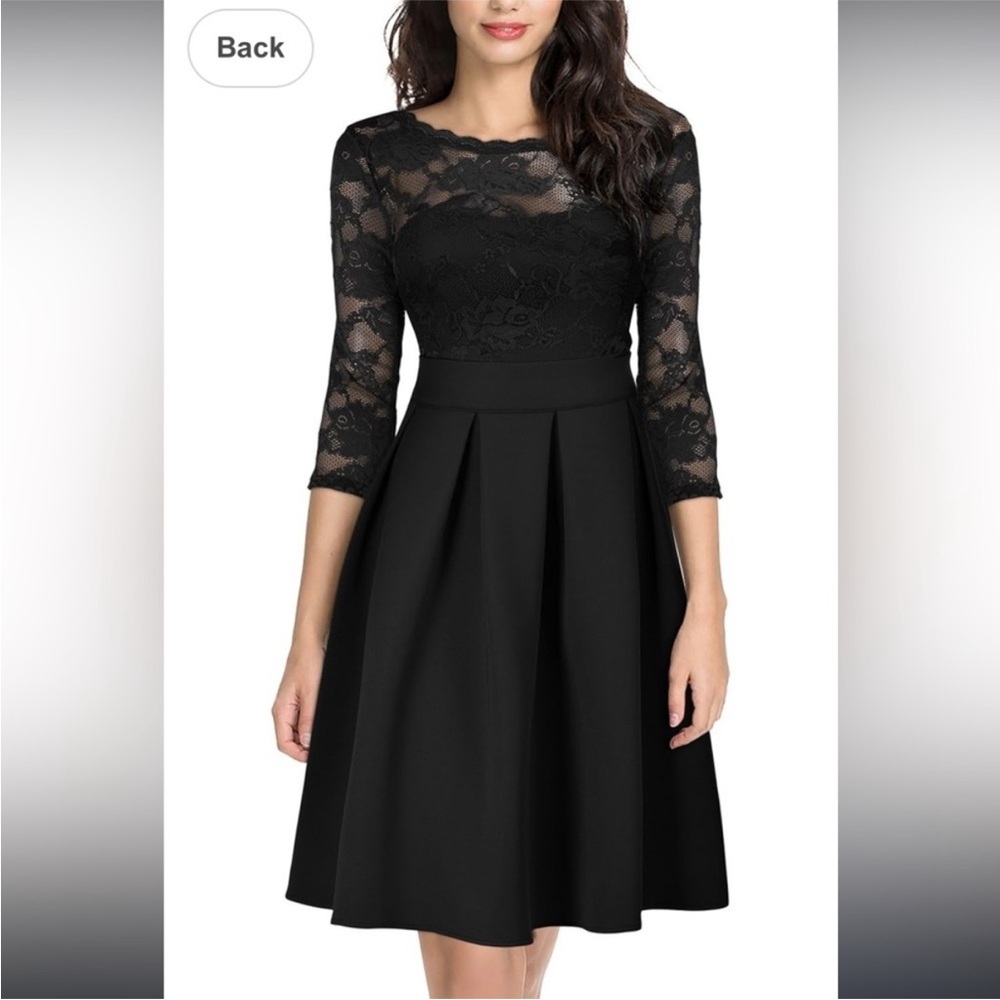 Miusol Black Lace cocktail midi Dress size M